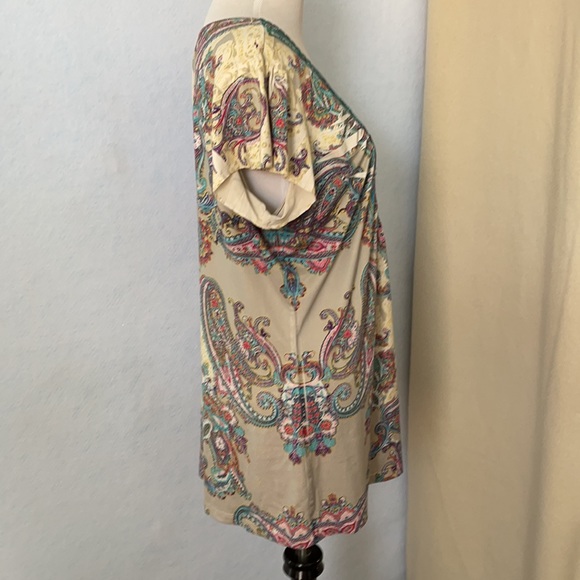 Covington Teal Bling Paisley Print Blouse - Picture 6 of 12